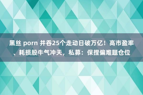 黑丝 porn 并吞25个走动日破万亿！高市盈率、耗损股牛气冲天，私募：保捏偏难题仓位
