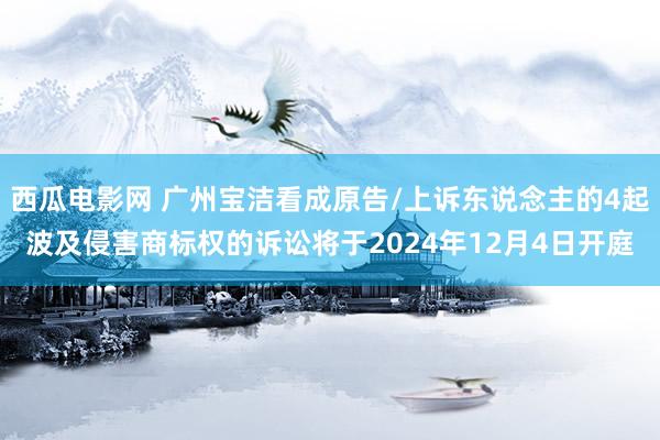 西瓜电影网 广州宝洁看成原告/上诉东说念主的4起波及侵害商标权的诉讼将于2024年12月4日开庭