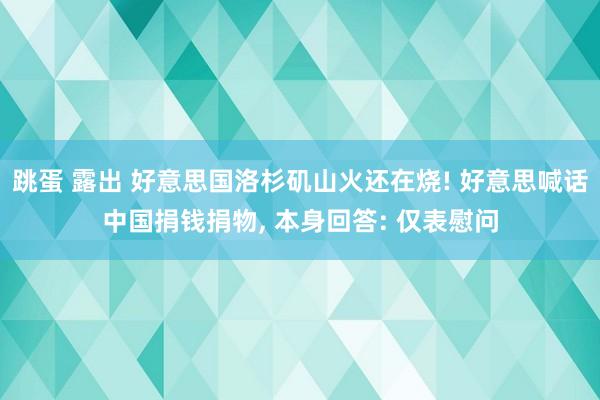 跳蛋 露出 好意思国洛杉矶山火还在烧! 好意思喊话中国捐钱捐物， 本身回答: 仅表慰问