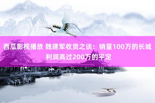 西瓜影视播放 魏建军收货之谈：销量100万的长城 利润高过200万的平定
