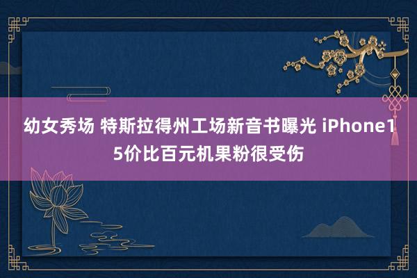 幼女秀场 特斯拉得州工场新音书曝光 iPhone15价比百元机果粉很受伤