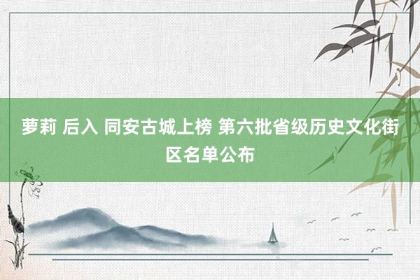 萝莉 后入 同安古城上榜 第六批省级历史文化街区名单公布