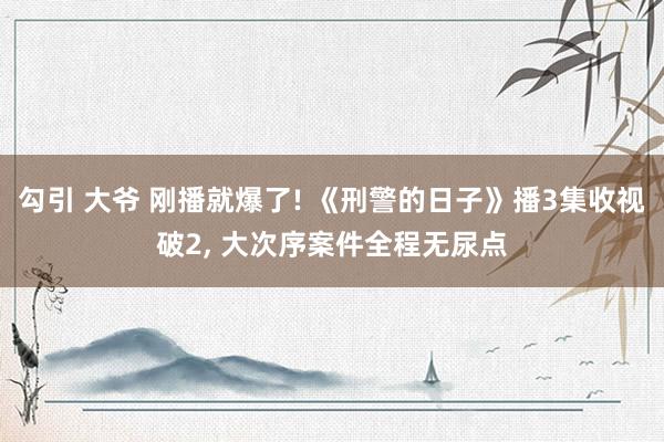 勾引 大爷 刚播就爆了! 《刑警的日子》播3集收视破2， 大次序案件全程无尿点